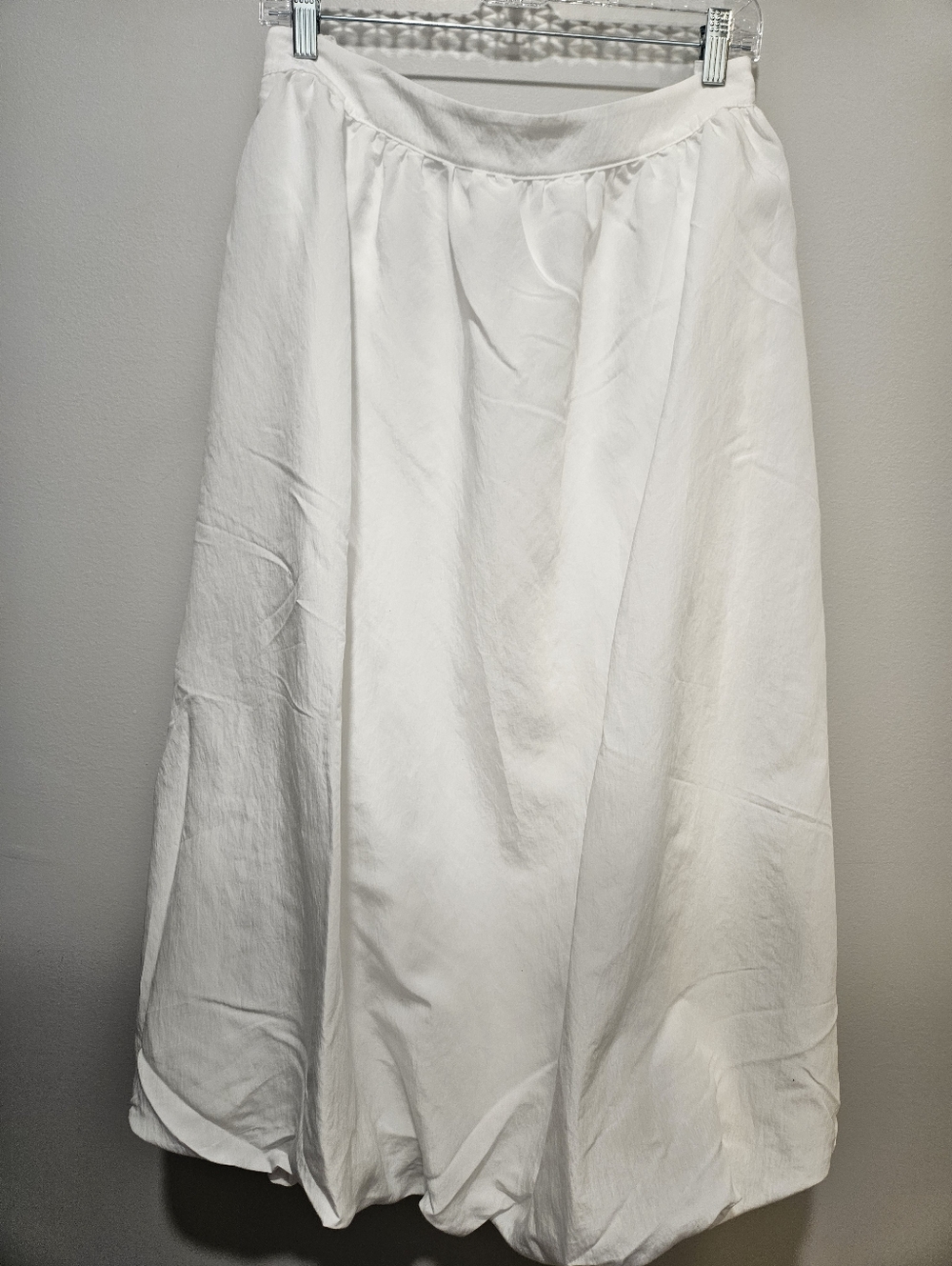 NWT A New Day White Midi Skirt XL Flowy Lightweight Balloon Hem Elastic Waist
